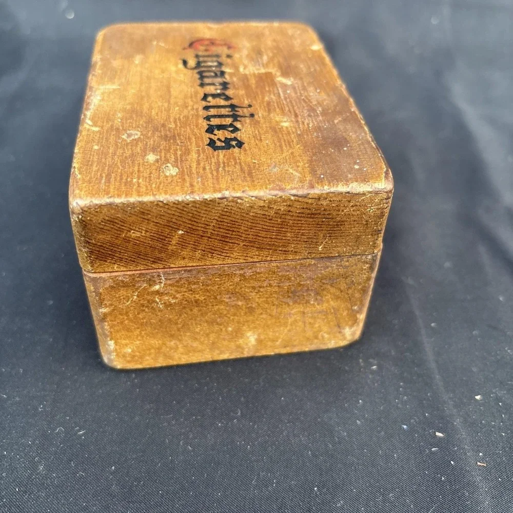 Vintage Wooden Cigarette Box Storage Case Corner Store Joke Graphic